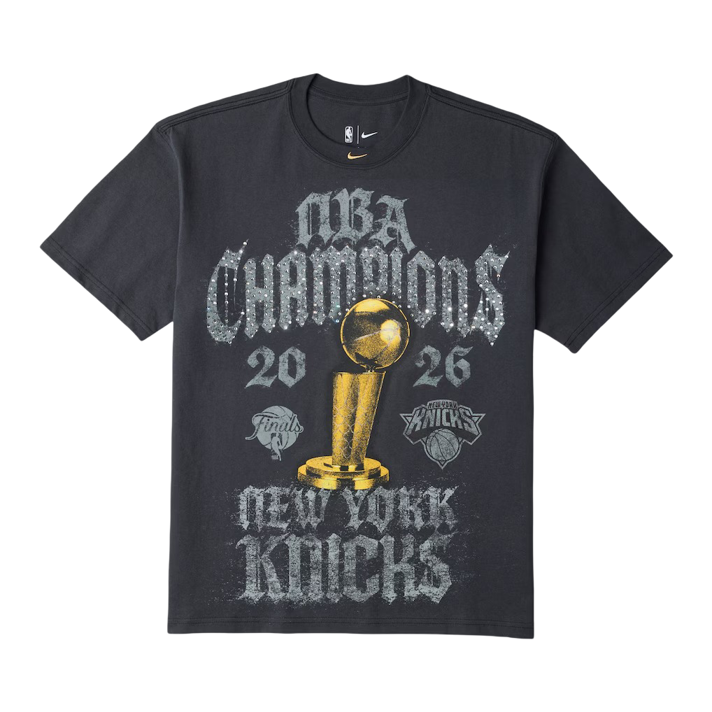 New York Knicks Nike 2026 NBA Finals Champions Authentic Locker Room Limited Edition On Court T-Shirt Gray