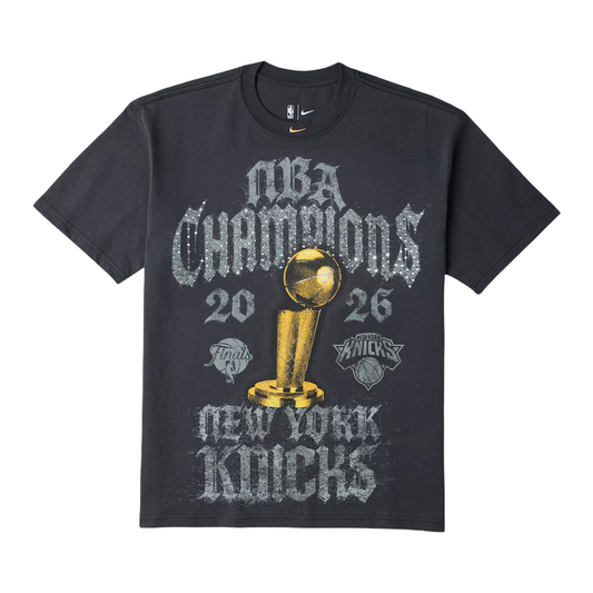 New York Knicks Nike 2026 NBA Finals Champions Authentic Locker Room Limited Edition On Court T-Shirt Gray