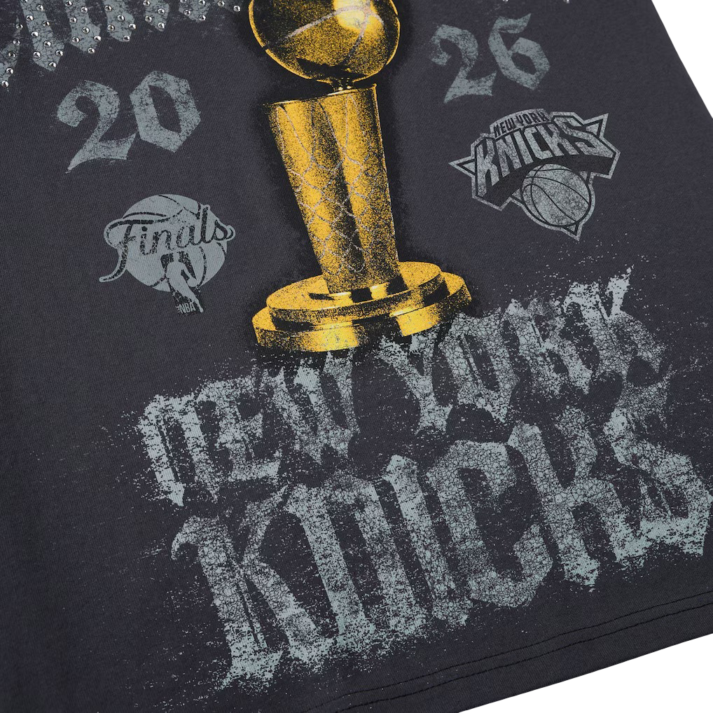 New York Knicks Nike 2026 NBA Finals Champions Authentic Locker Room Limited Edition On Court T-Shirt Gray
