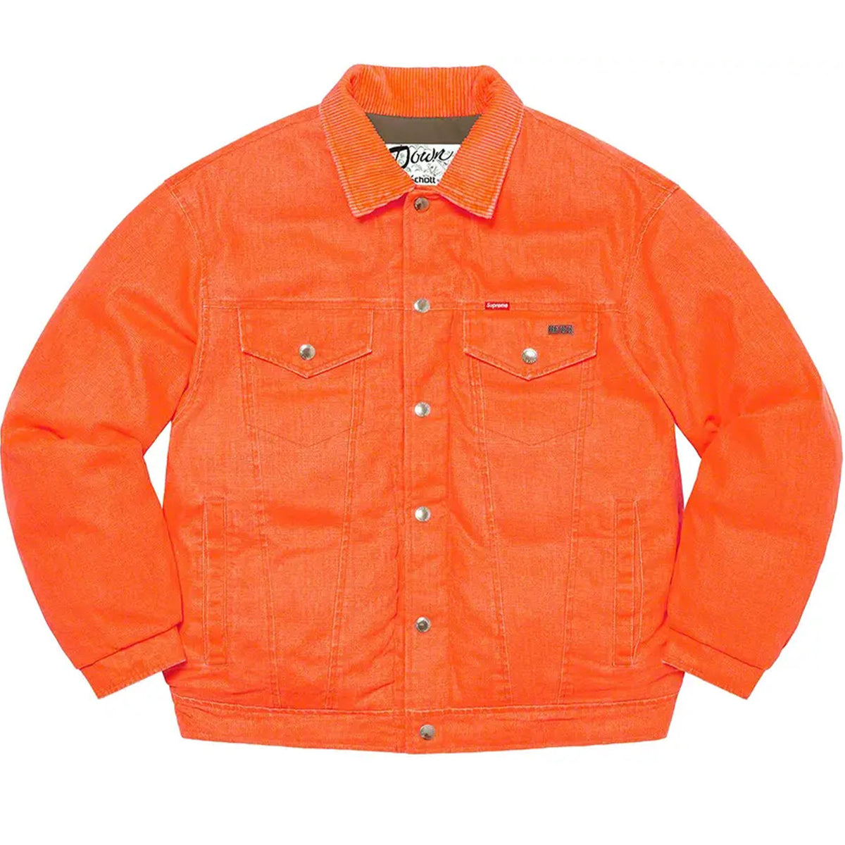 Supreme Schott Canvas Down Trucker Jacket Neon Orange