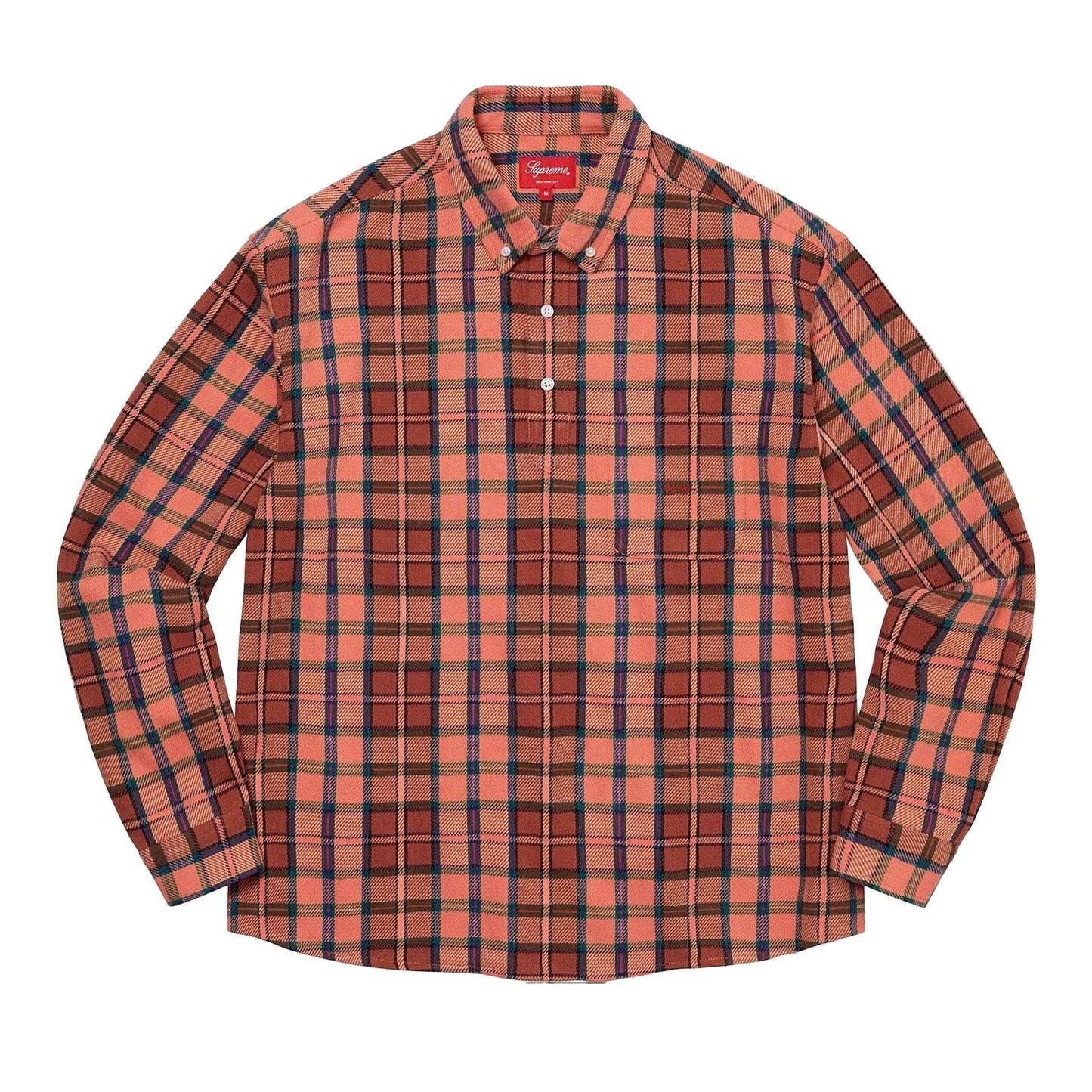 Supreme Pullover Plaid Flannel Shirt Orange - L (Used)