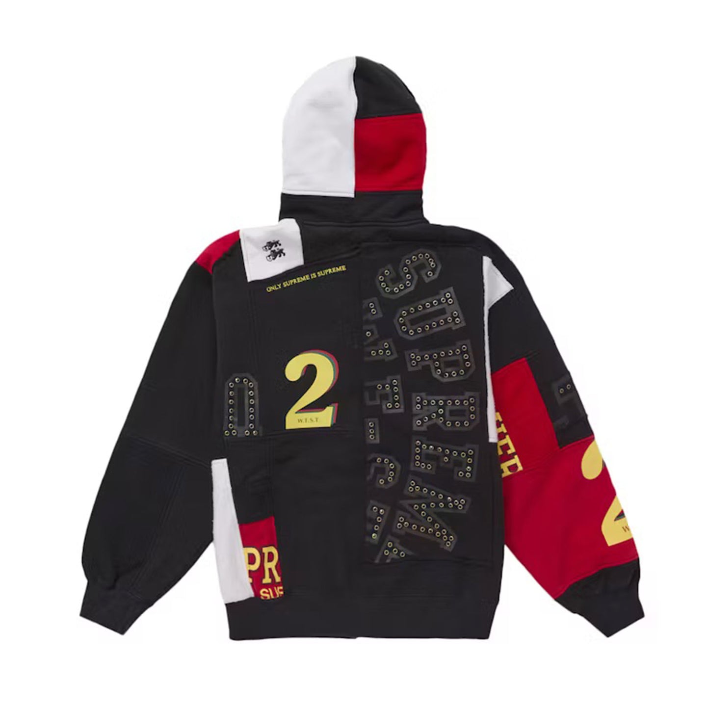 Supreme Patchwork Zip Up Hooded Sweatshirt (SS25) Black [USED] - M (Used)