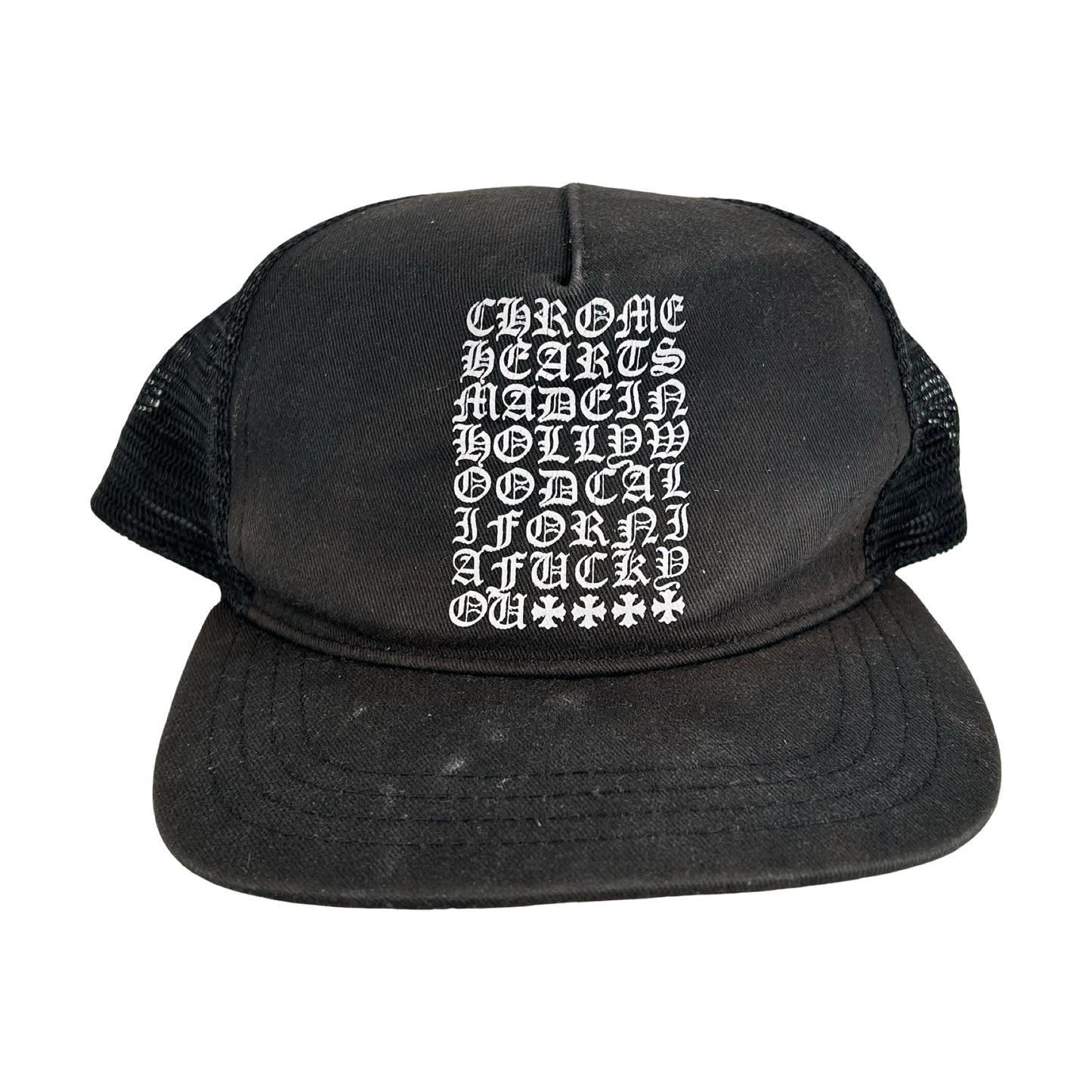Chrome Hearts Eye Chart Made in Hollywood Trucker Hat Black [USED]
