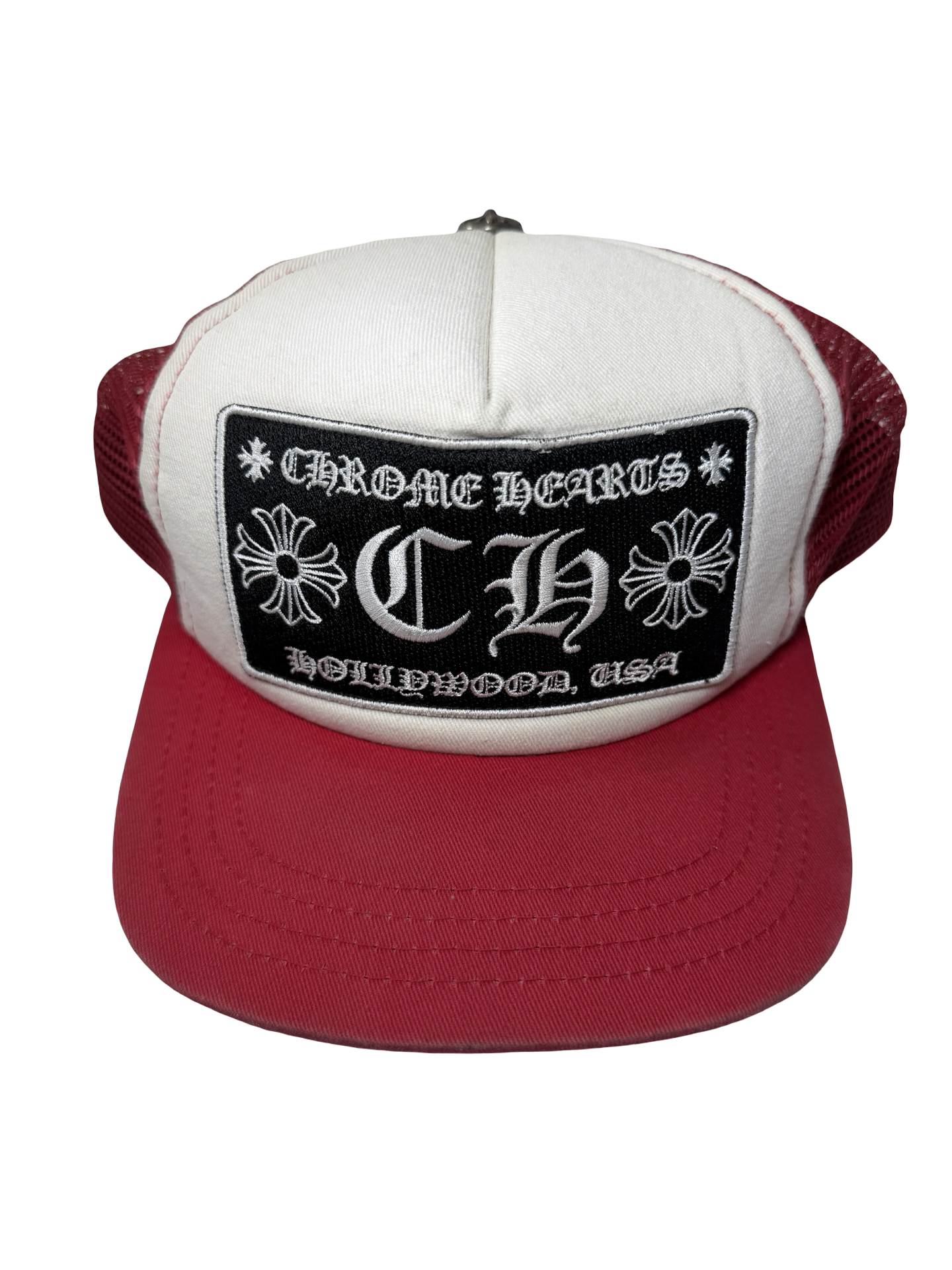 Chrome Hearts CH Hollywood Trucker Hat Red/White [USED]