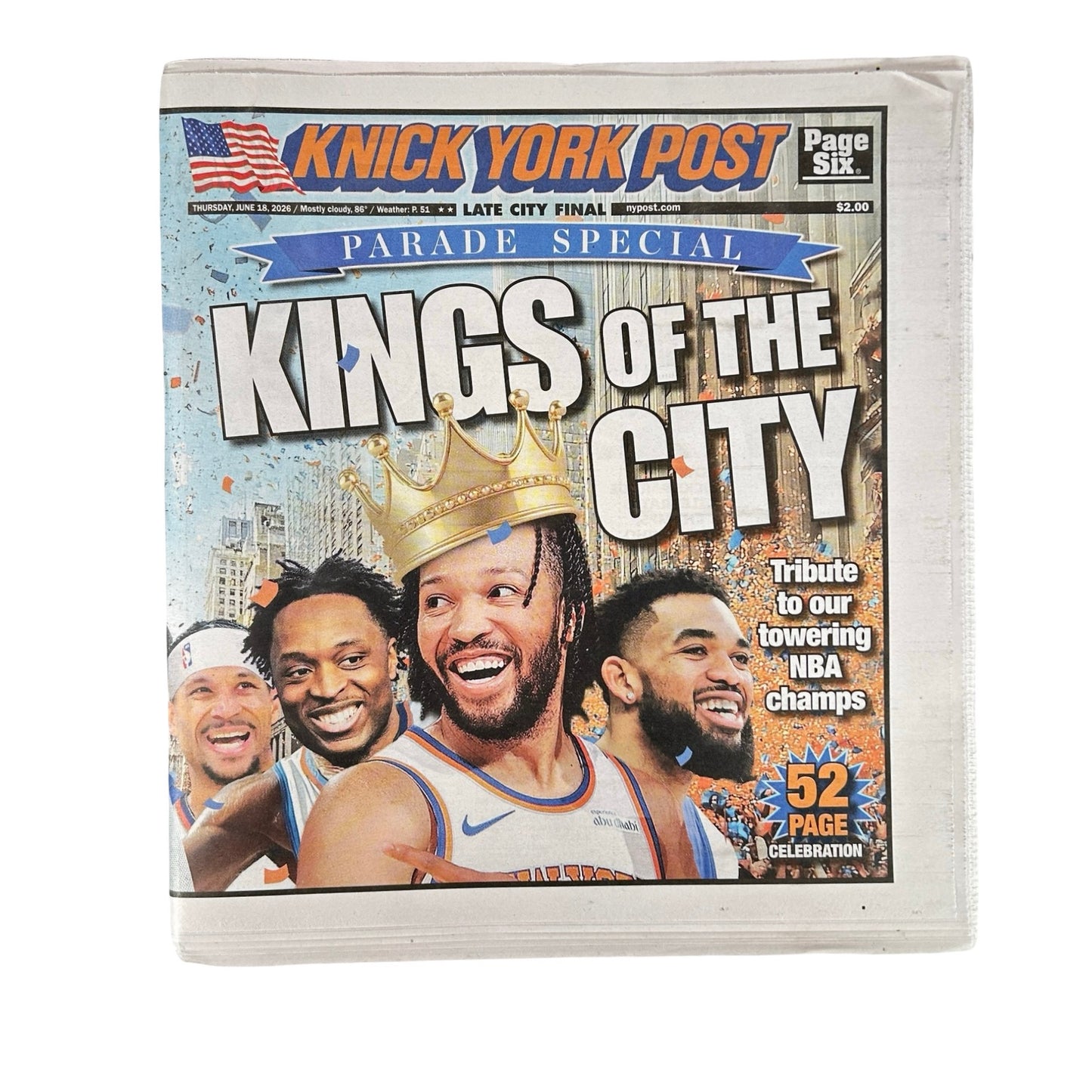 NY Knicks New York Post Kings of the City Parade Special Full Newspaper 6/18/2026