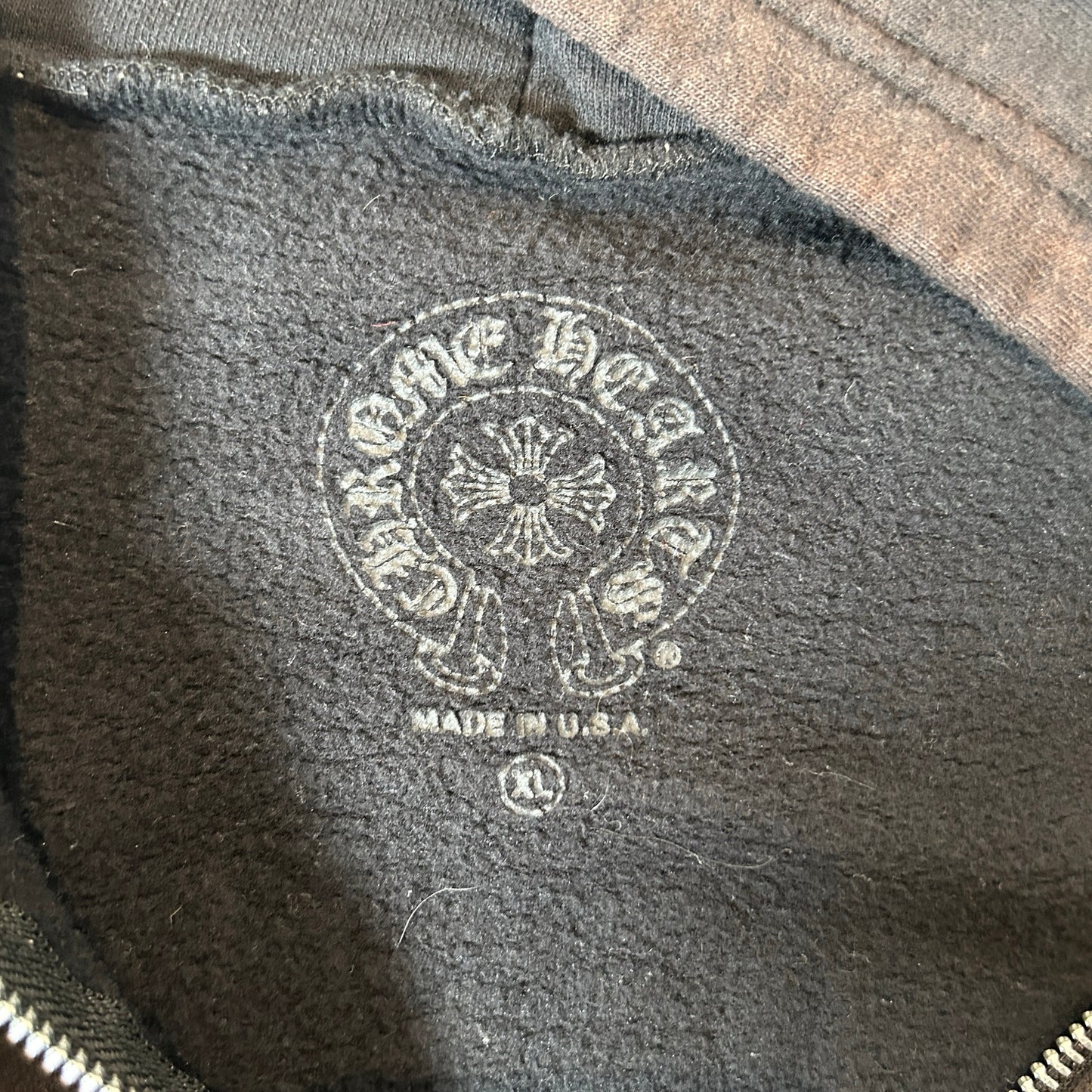 Chrome Hearts Horseshoe Floral Cross Sleeve Zip Up Hoodie Black/White [USED] - XL (Used)