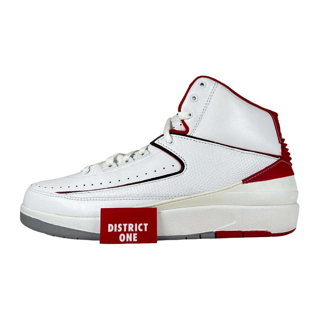 308308 162 Jordan 2 Retro White Red CDP (2008) - 9.5 M (Heel Counter Yellowing) (No Box)