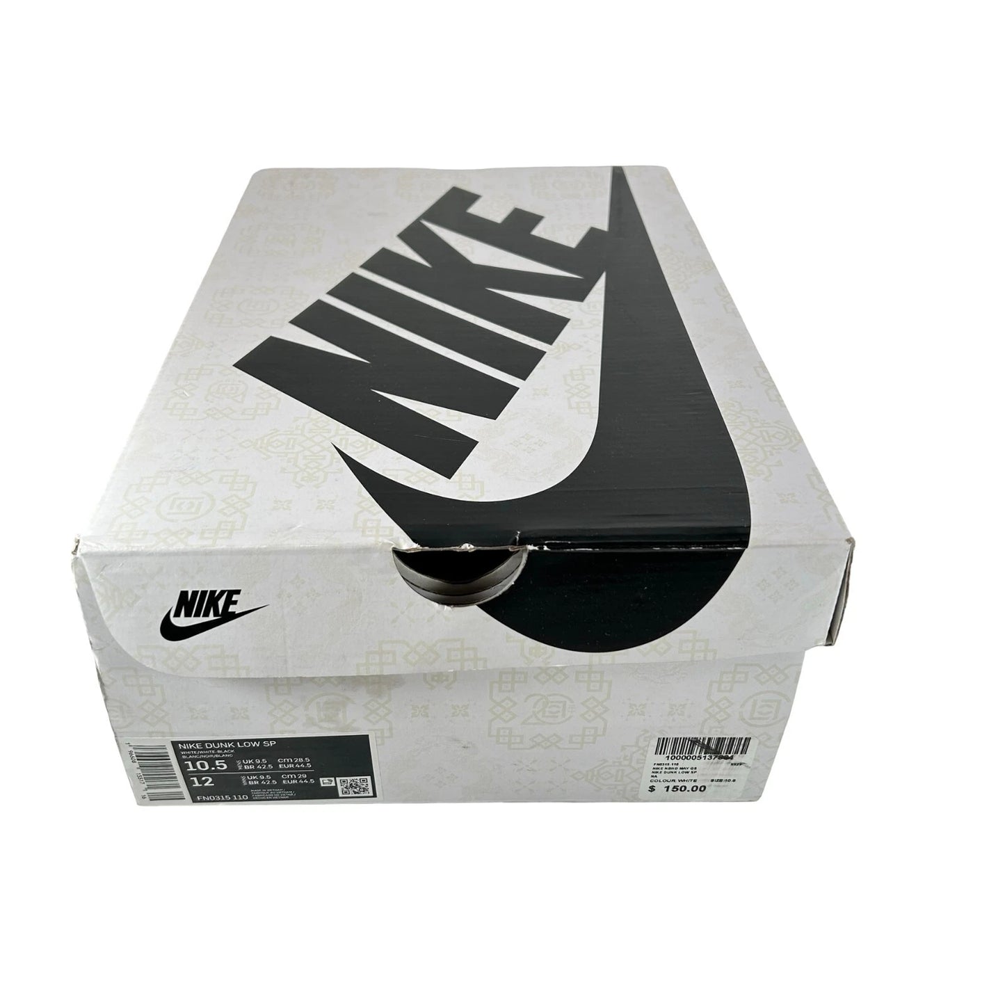 FN0315 110 Nike Dunk Low CLOT Fragment White [USED] - 10.5 M (Used)