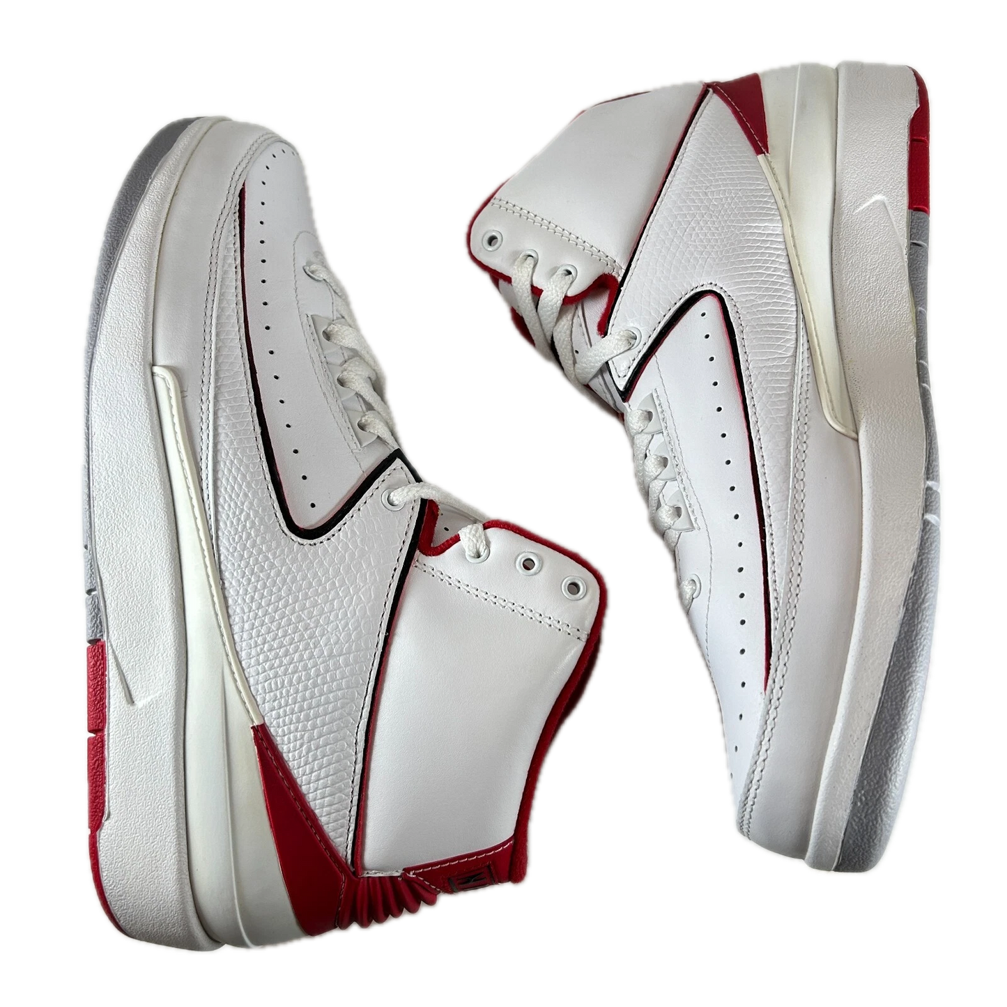 308308 162 Jordan 2 Retro White Red CDP (2008) - 9.5 M (Heel Counter Yellowing) (No Box)