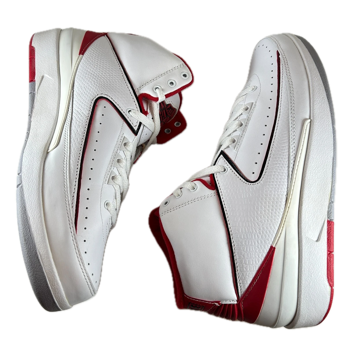 308308 162 Jordan 2 Retro White Red CDP (2008) - 9.5 M (Heel Counter Yellowing) (No Box)
