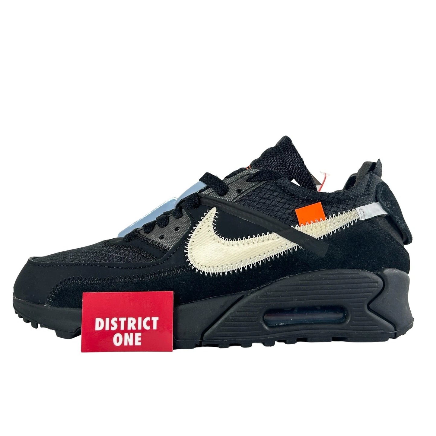 AA7293 001 Air Max 90 Off-White Black - 6 M (Swooshes Slightly Yellowing) (Damaged Box)