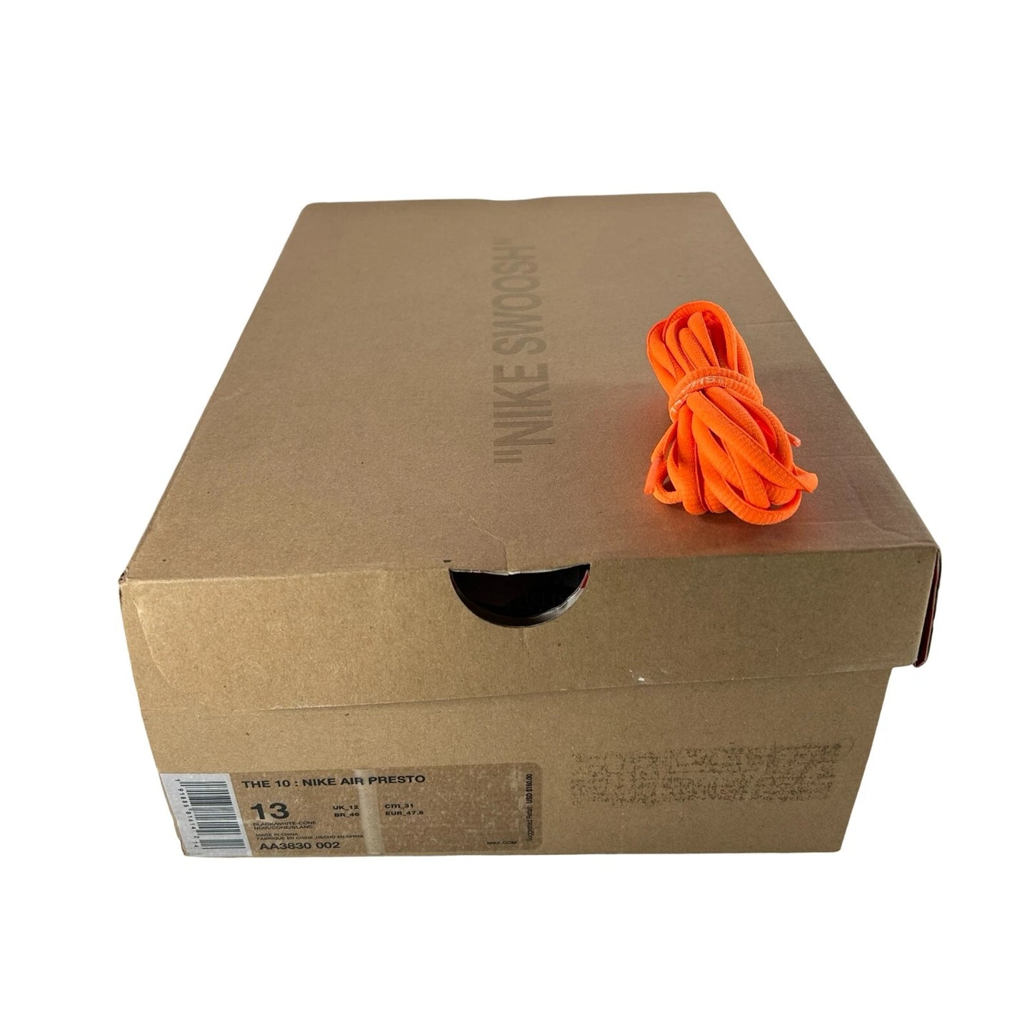 AA3830 002 Nike Air Presto Off-White Black - 13 M (Swooshes Yellowing)