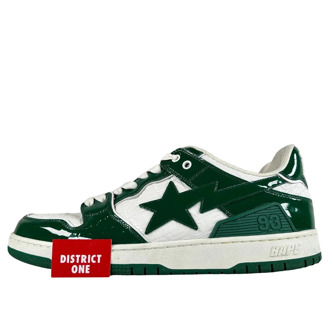 001FWJ201003 GRN A Bathing Ape Bape SK8 Sta Green White Patent [USED] - 12 M (Used)