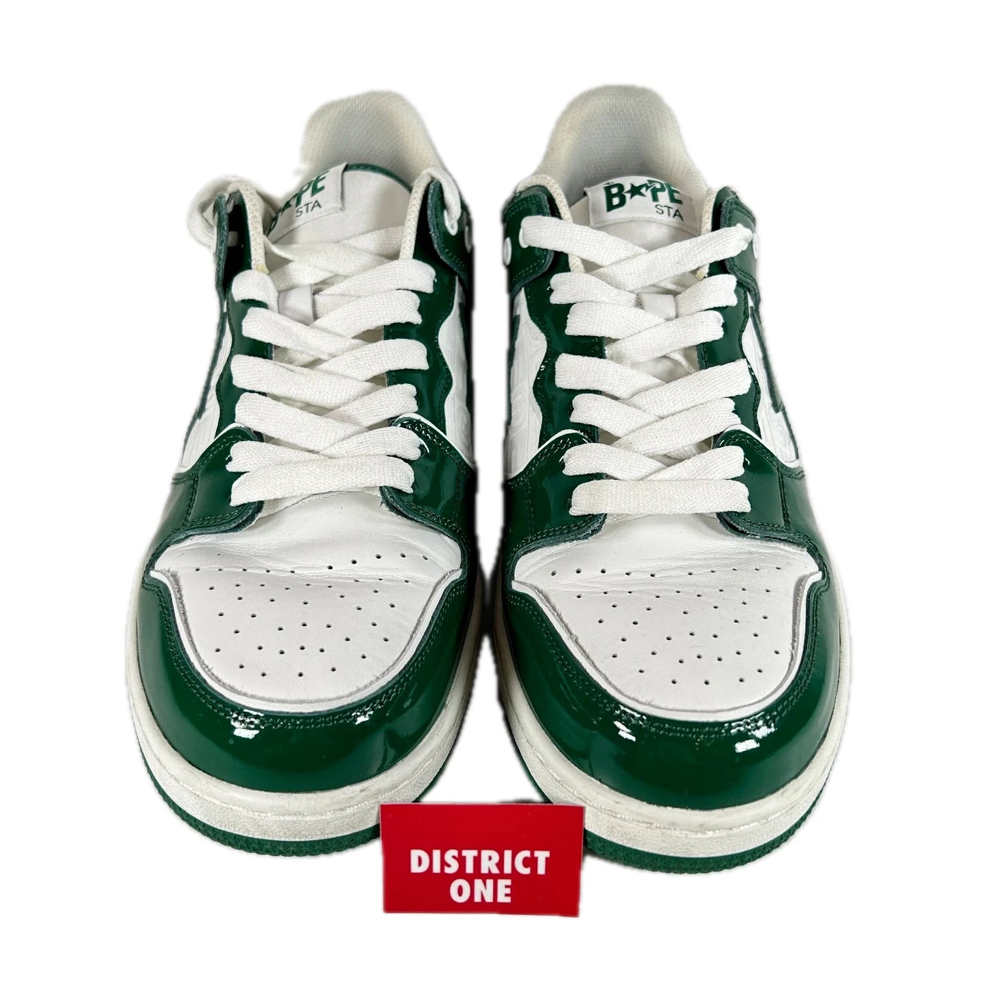 001FWJ201003 GRN A Bathing Ape Bape SK8 Sta Green White Patent [USED] - 12 M (Used)