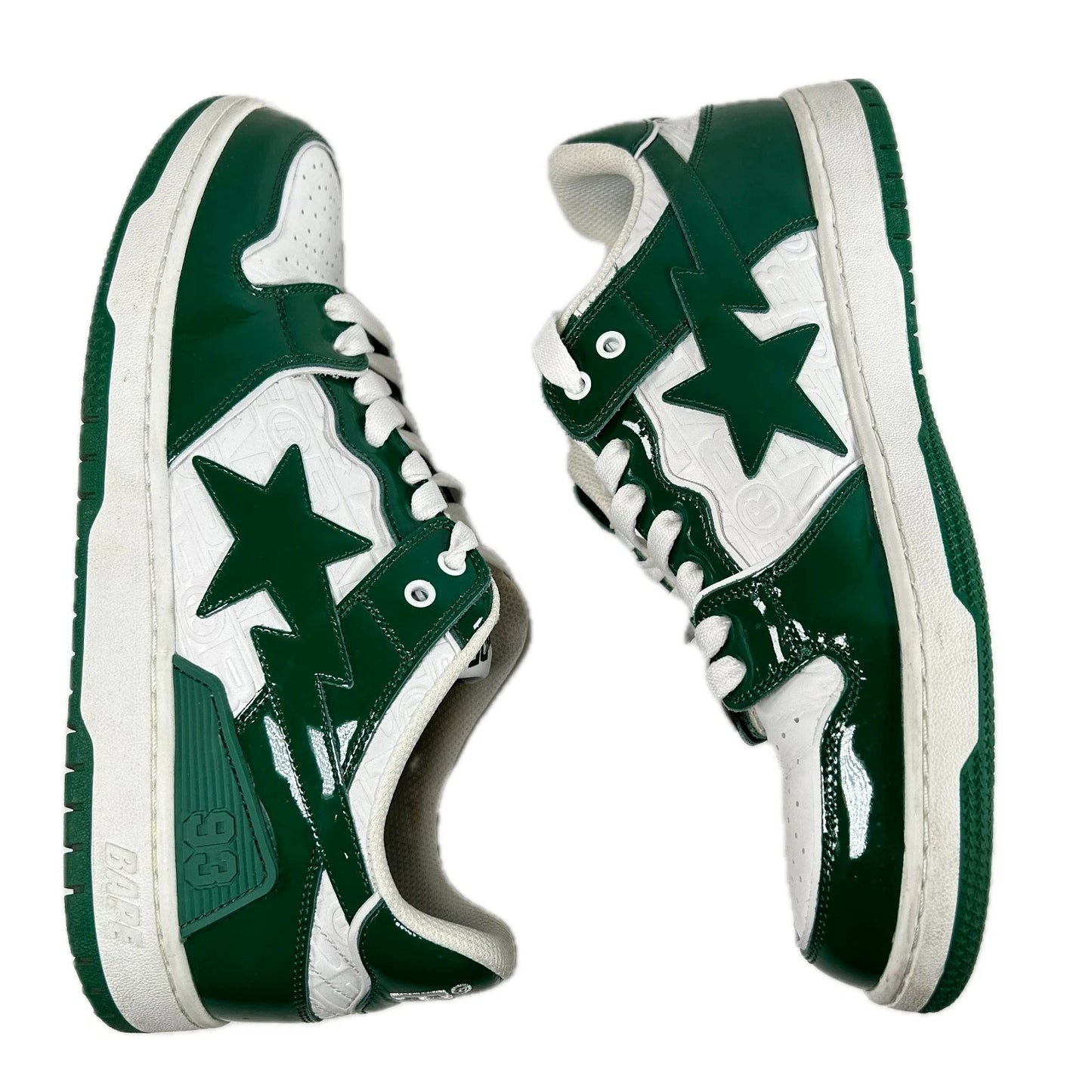 001FWJ201003 GRN A Bathing Ape Bape SK8 Sta Green White Patent [USED] - 12 M (Used)