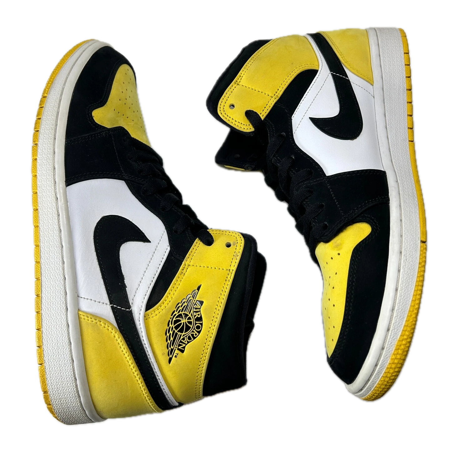 852542 071 Air Jordan 1 Mid Yellow Toe Black 2019 [USED] - 11 M (Used) (Replace Box)