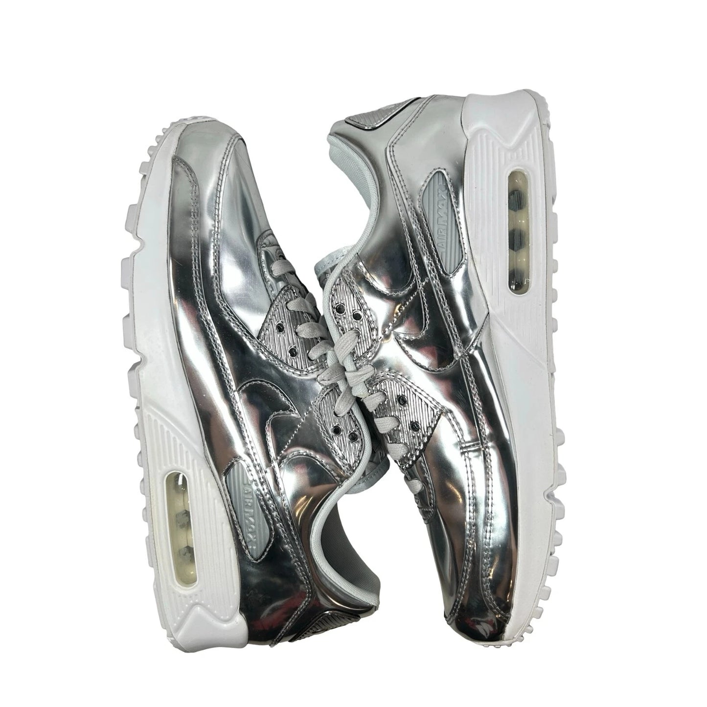 CQ6639 001 Wmns Nike Air Max 90 Metallic Pack Chrome Silver [CONDITIONAL] - 10.5 W (Midsoles Yellowing) (Scratch on Toebox)