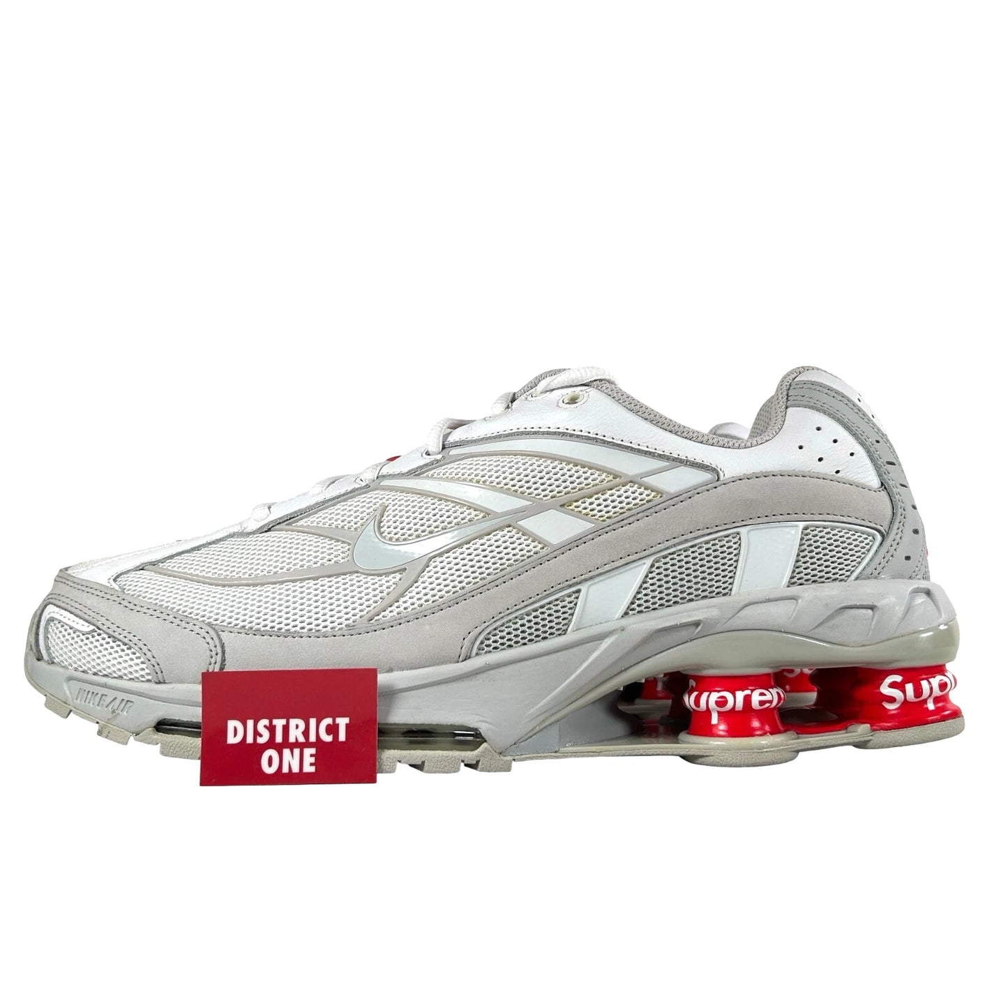 DN1615 100 Nike Shox Ride 2 SP Supreme White - 12 M (Left Shoe Yellowing) (Damaged Box)
