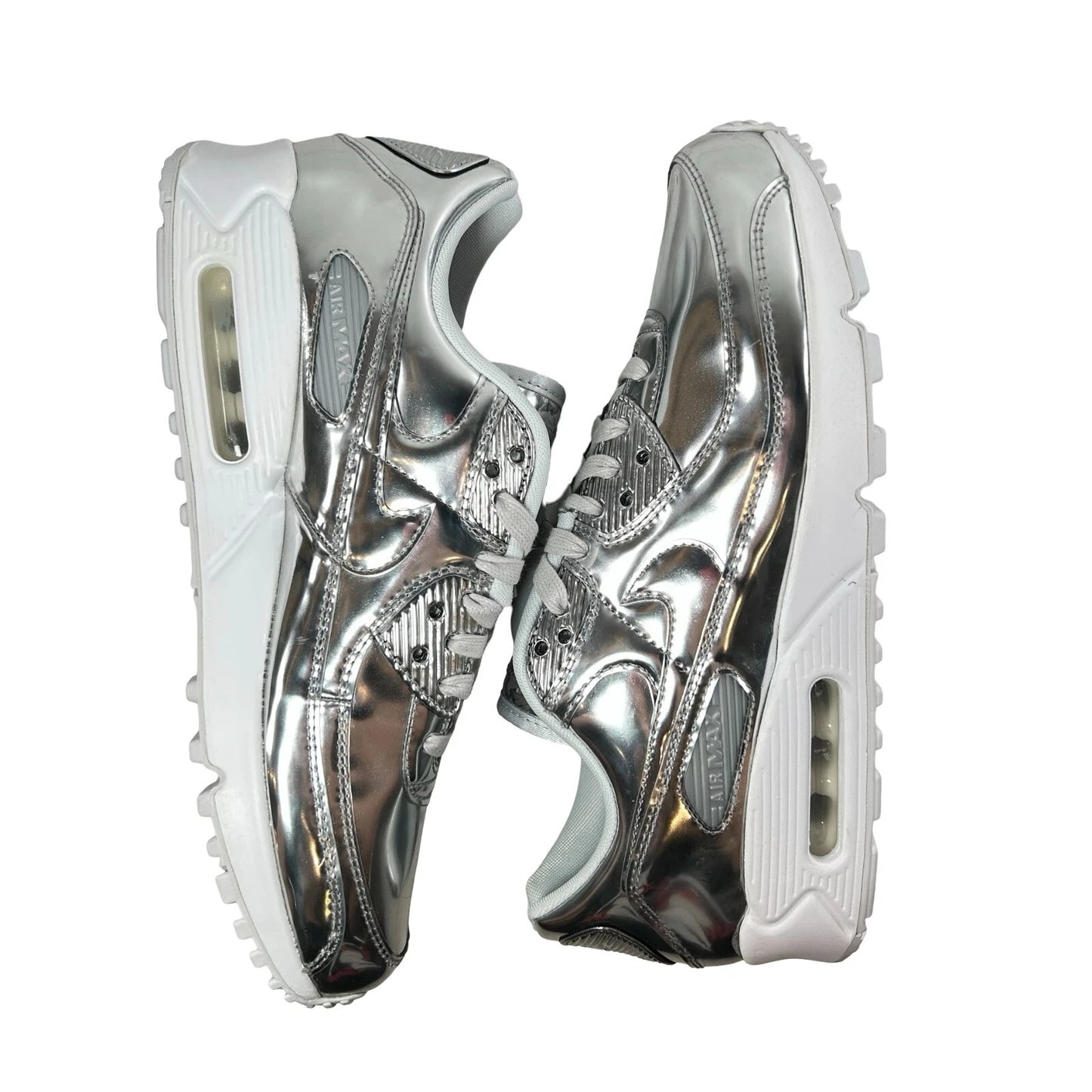 CQ6639 001 Wmns Nike Air Max 90 Metallic Pack Chrome Silver [CONDITIONAL] - 10.5 W (Midsoles Yellowing) (Scratch on Toebox)