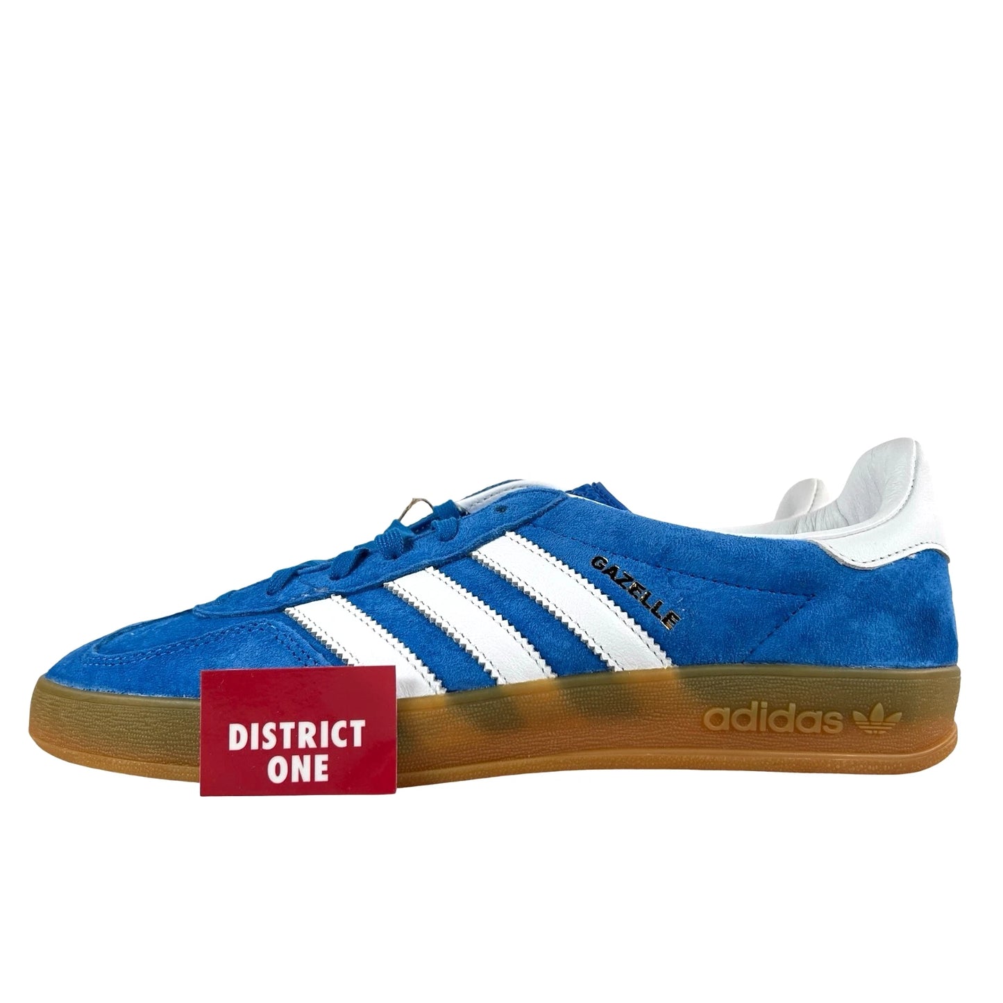 H06260 adidas Gazelle Indoor Blue Bird Gum - 8 M (Right Shoe Discolored)