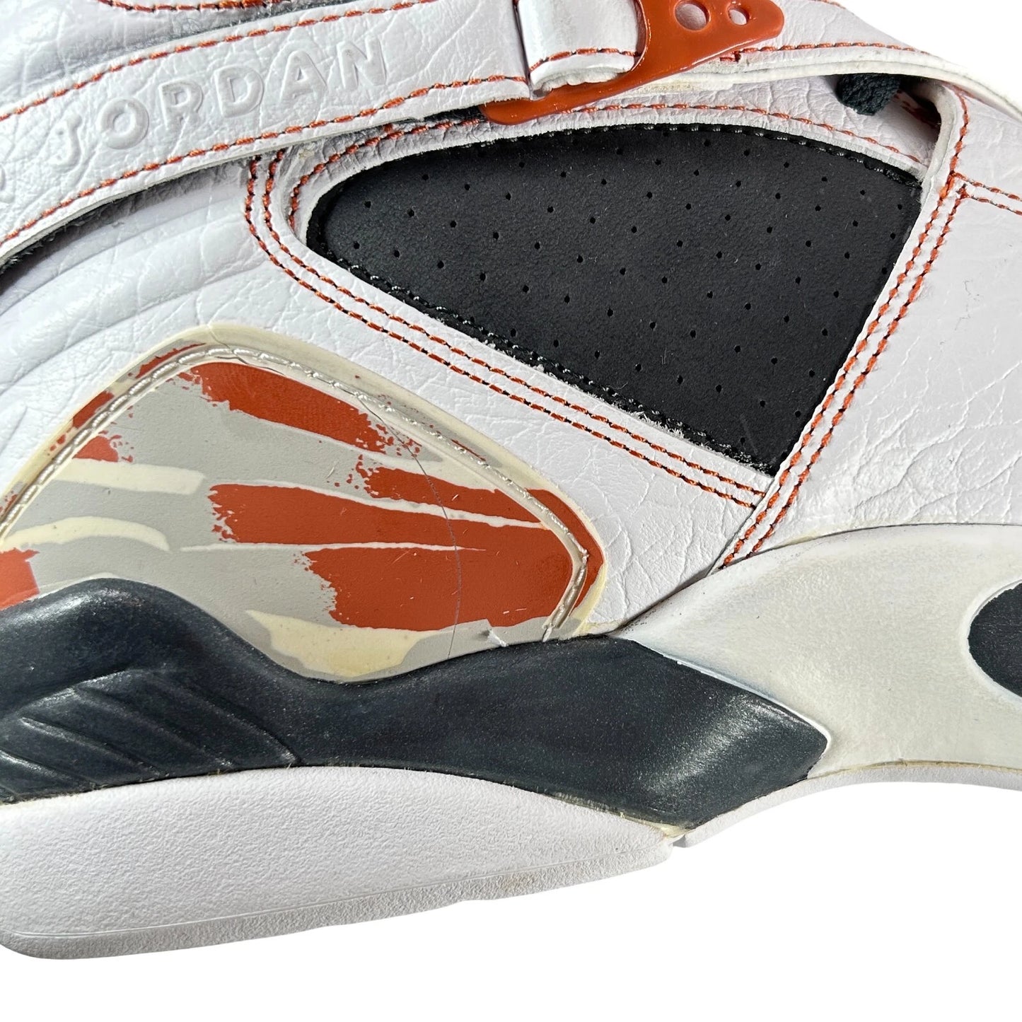 317258 104 Air Jordan 8 Retro LS Black Toe 2007 [CONDITIONAL] - 11.5 M (Yellowing) (Crack on Side Panel)