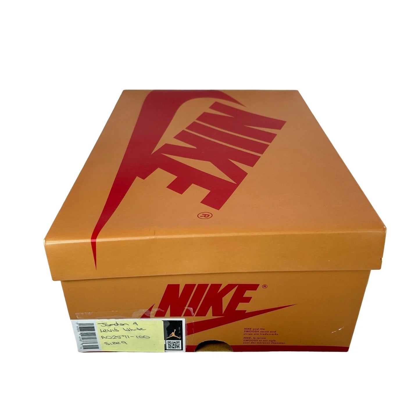 AO2571 100 Jordan 4 Retro Levi's White (Blank Tag) - 9 M (Marks on Midsole) (Replace Box)