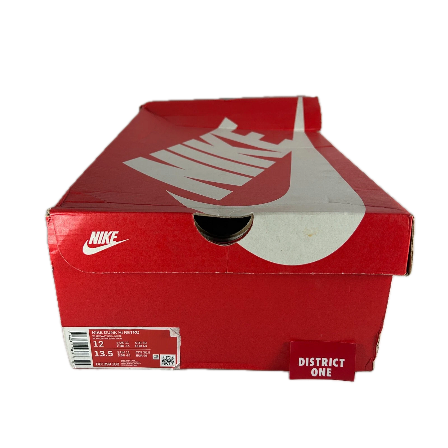 DD1399 100 Nike Dunk High Retro White Vast Grey (2021) [CONDITIONAL] - 12 M (Mark on Tongue) (Damaged Box)