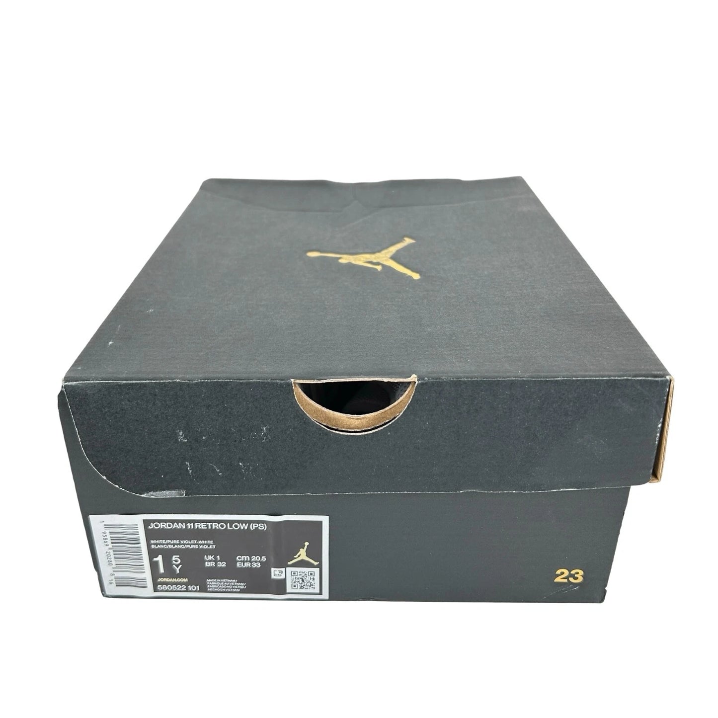580522 101 Jordan 11 Retro Low Pure Violet (PS) - 1.5 Y (Sock Liner Discolored) (Damaged Box)