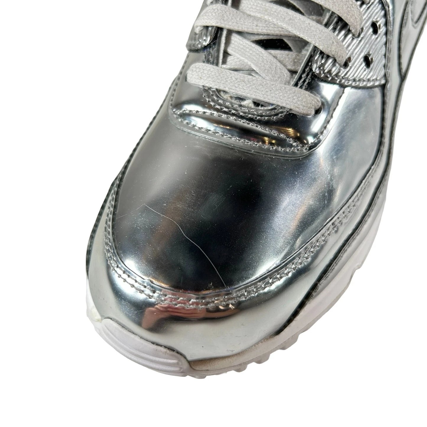 CQ6639 001 Wmns Nike Air Max 90 Metallic Pack Chrome Silver [CONDITIONAL] - 10.5 W (Midsoles Yellowing) (Scratch on Toebox)