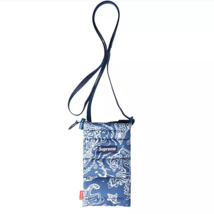 Supreme Puffer Neck Pouch Blue Paisley FW22