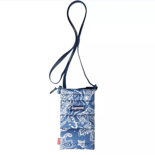 Supreme Puffer Neck Pouch Blue Paisley FW22
