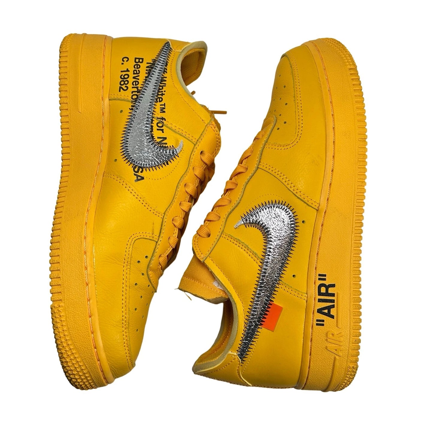 DD1876 700 Nike Air Force 1 Low Off-White ICA University Gold [USED] - 7 M (Used)