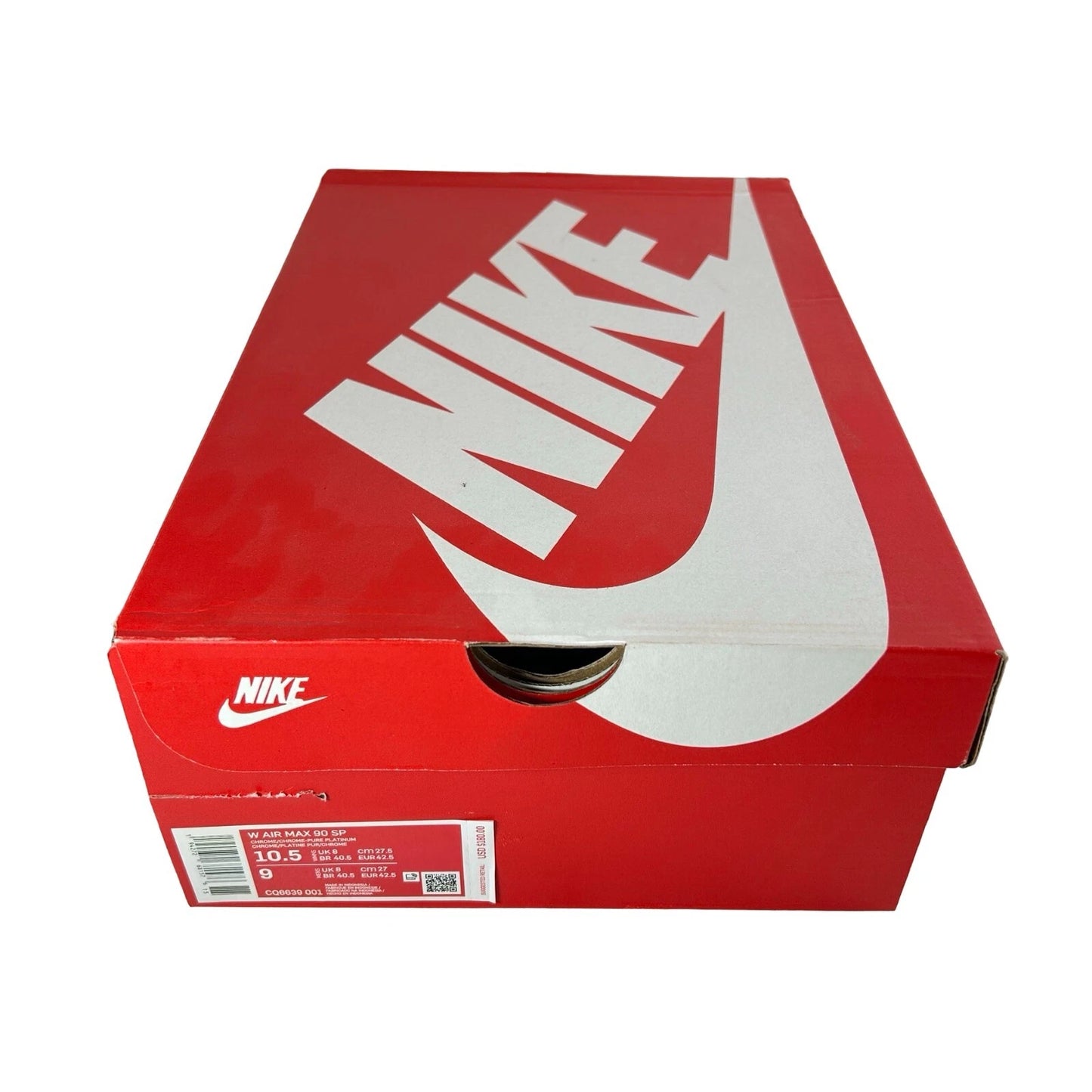 CQ6639 001 Wmns Nike Air Max 90 Metallic Pack Chrome Silver [CONDITIONAL] - 10.5 W (Midsoles Yellowing) (Scratch on Toebox)