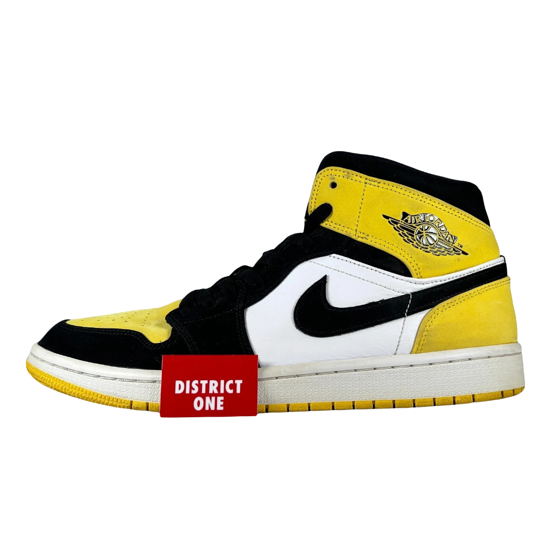 852542 071 Air Jordan 1 Mid Yellow Toe Black 2019 [USED] - 11 M (Used) (Replace Box)