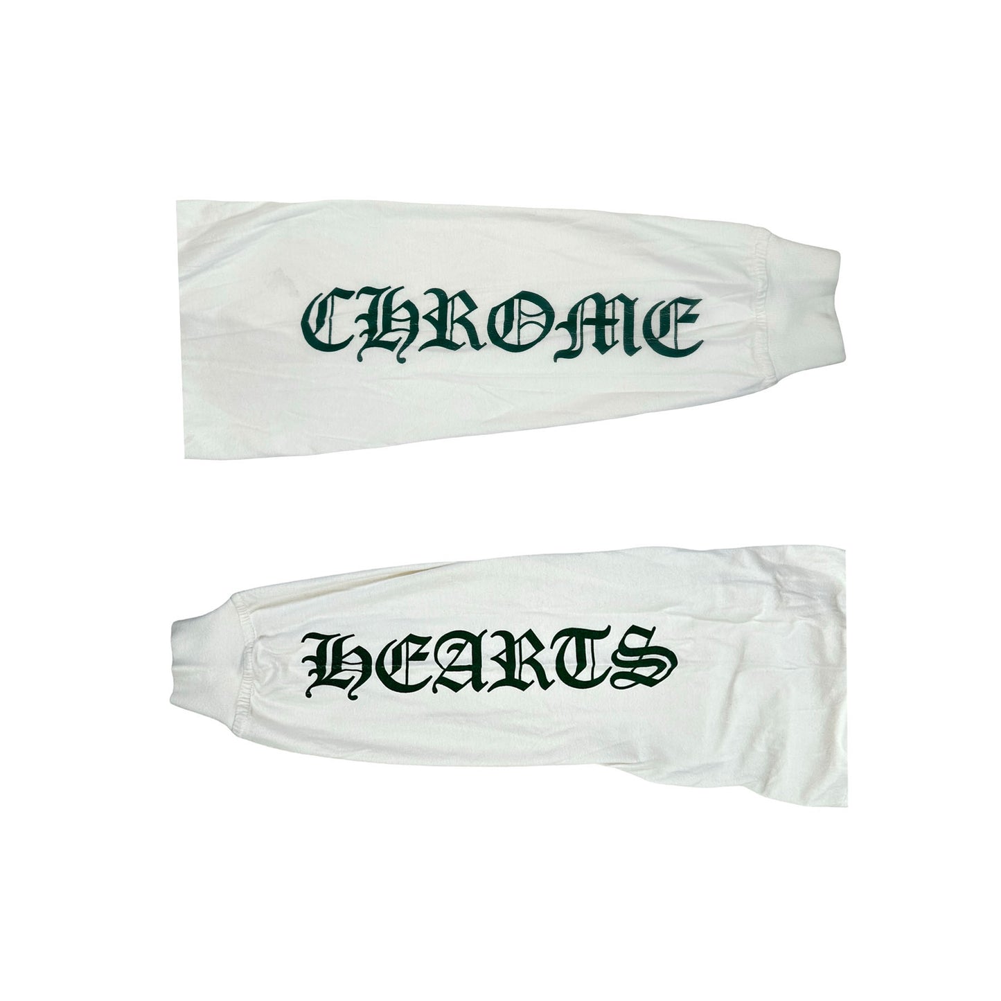 Chrome Hearts White & Green Cemetery Cross Logo Longsleeve T-Shirt [USED] - L (Used)