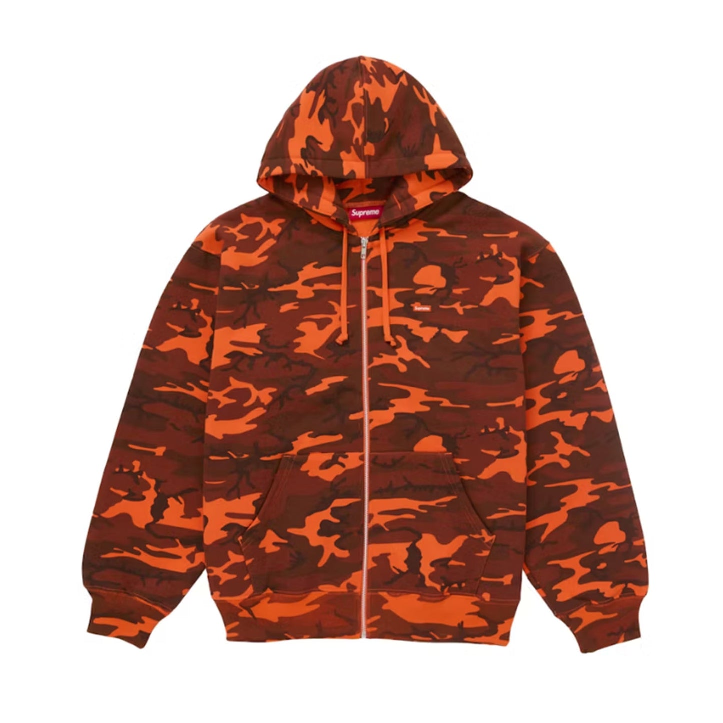 Supreme Small Box Zip Up Hooded Sweatshirt (SS25) Bright Orange Camo