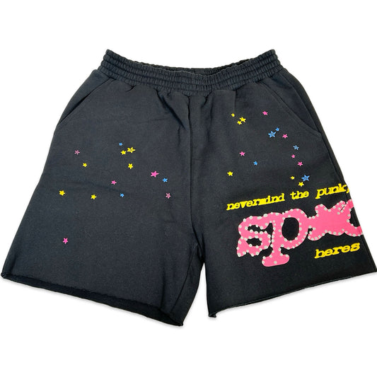 Sp5der Punk V2 Sweatshorts Black