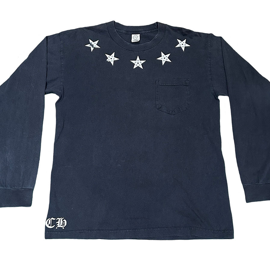 Chrome Hearts Vintage Stars Neck Black Long Sleeve [USED] - L (Used)