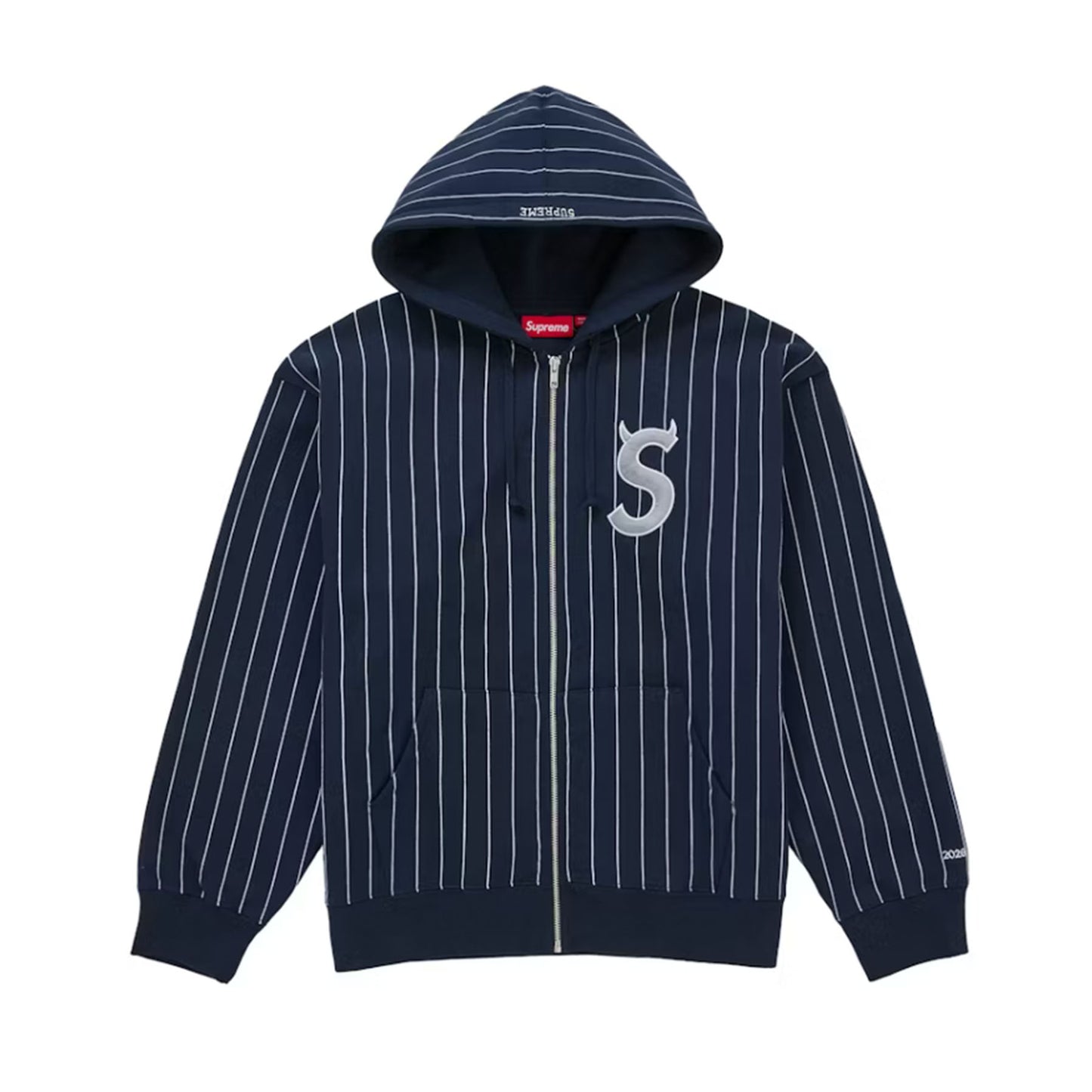 Supreme Devil S Logo Zip Up Hooded Sweatshirt Stripe
