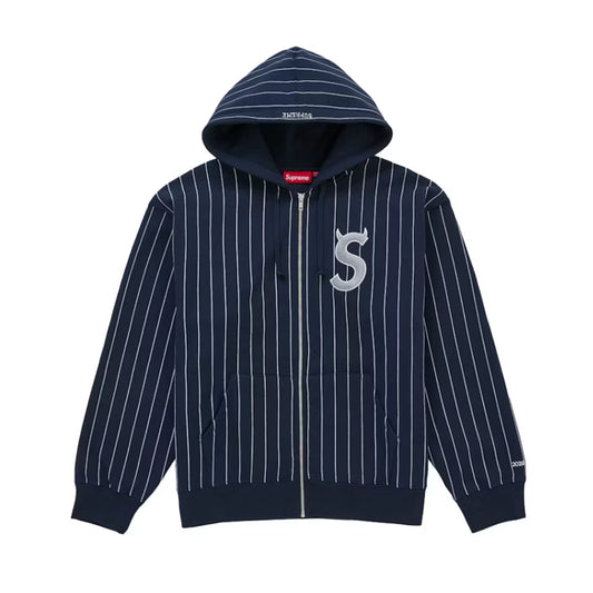 Supreme Devil S Logo Zip Up Hooded Sweatshirt Stripe