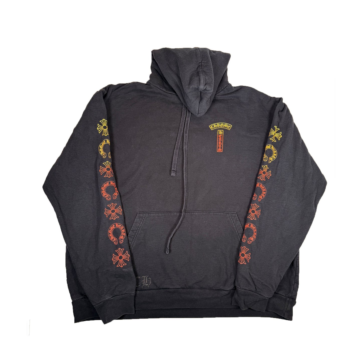 Chrome Hearts Gradient Logo Pullover Hoodie Black Orange Yellow [USED] - XL (Used)
