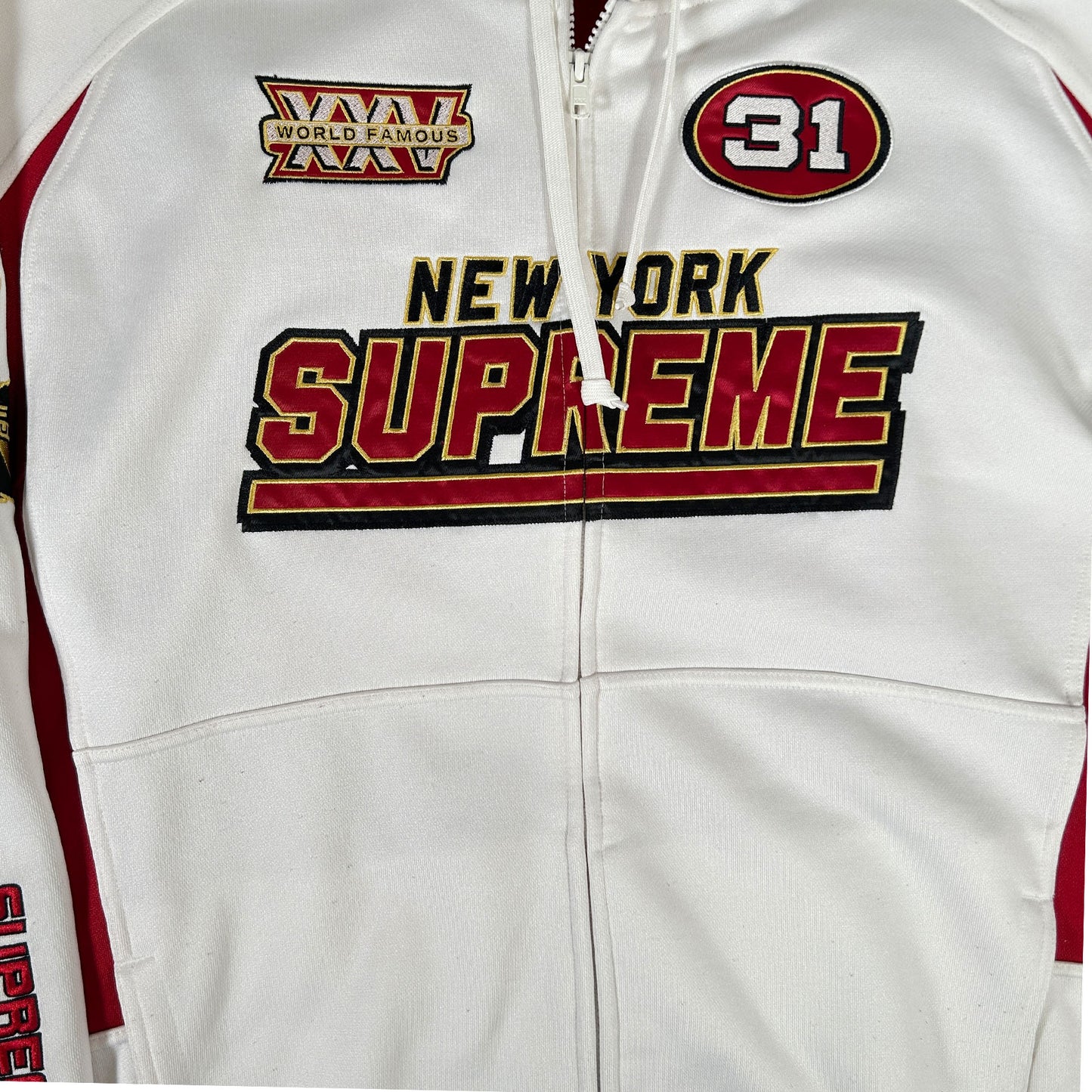Supreme Football Zip Up Hooded Sweatshirt (FW25) White [USED] - XXL (Used)