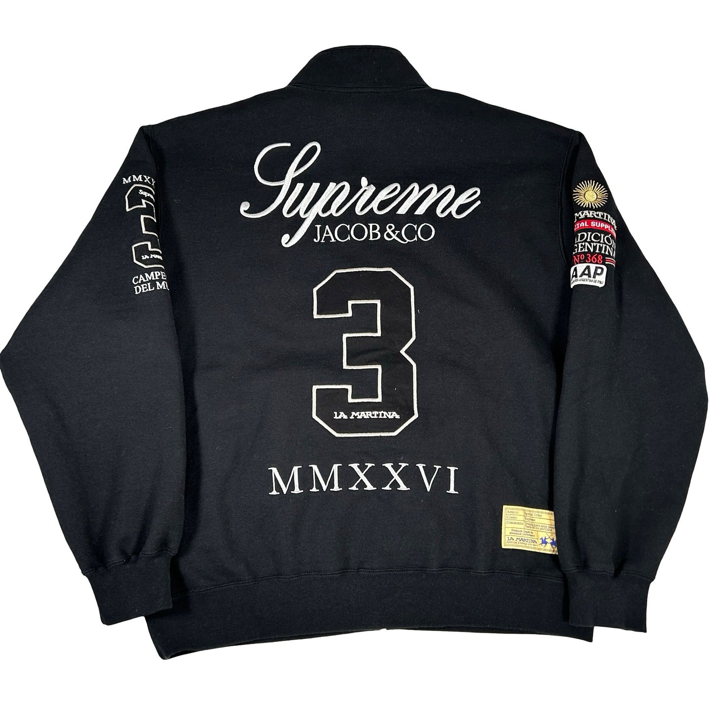 Supreme La Martina Zip Up Sweatshirt Black [USED] - M (Used)