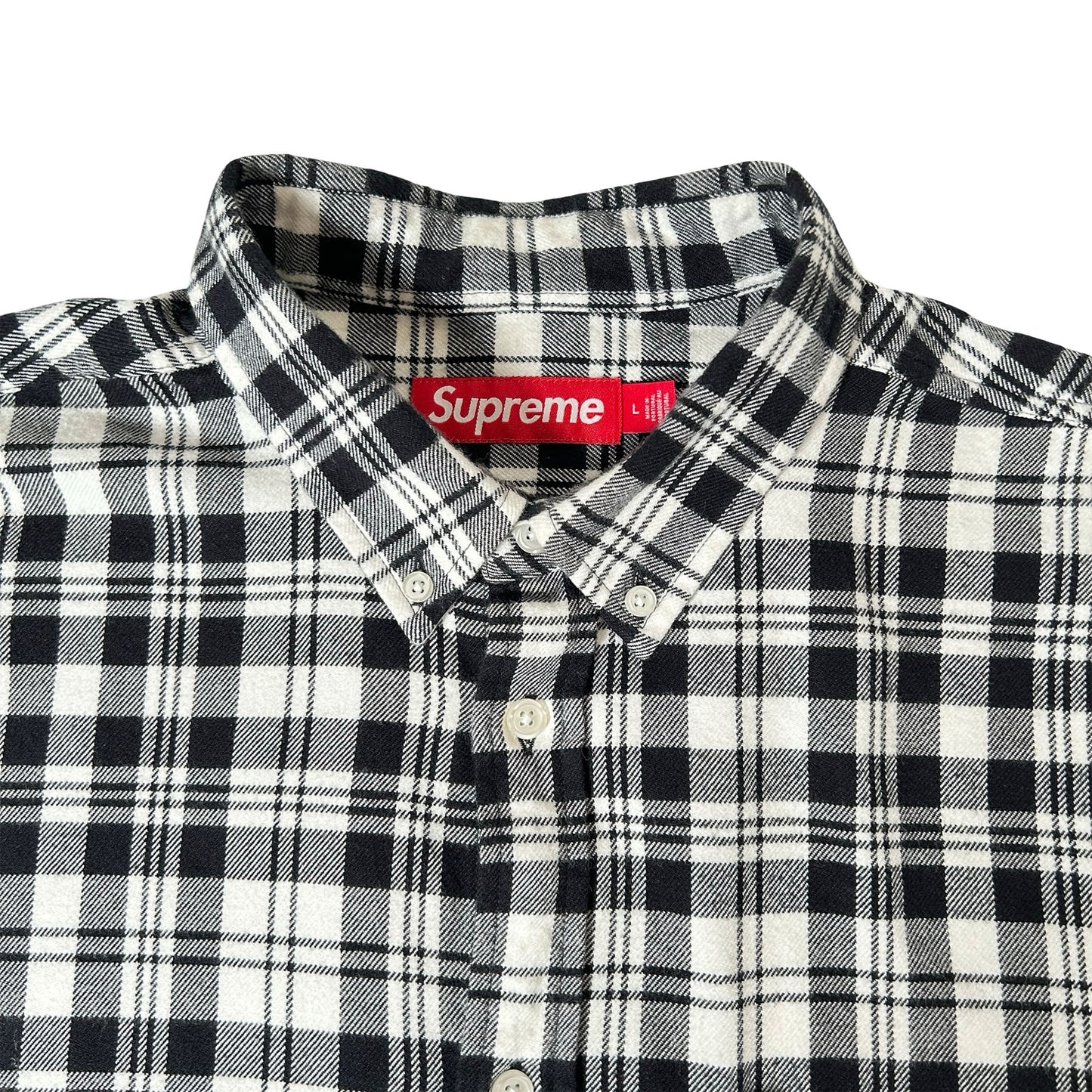 Supreme Plaid Flannel Shirt (FW25) White [USED] - L (Used)