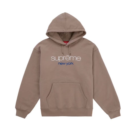 Supreme Classic Logo Hooded Sweatshirt Brown