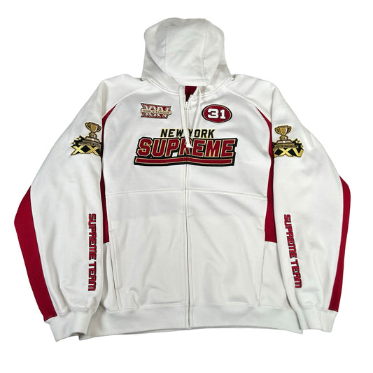 Supreme Football Zip Up Hooded Sweatshirt (FW25) White [USED] - XXL (Used)