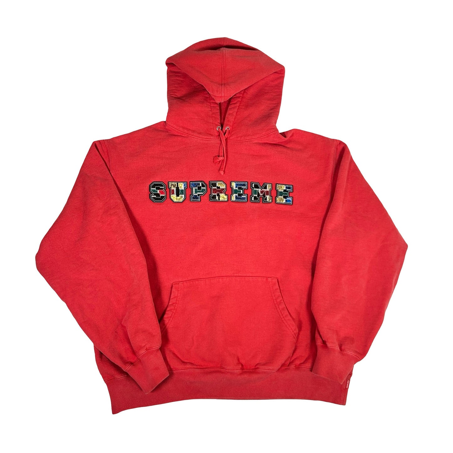 Supreme Collegiate Patchwork Leather Hooded Sweatshirt Burnt Red [USED] - M (Used)