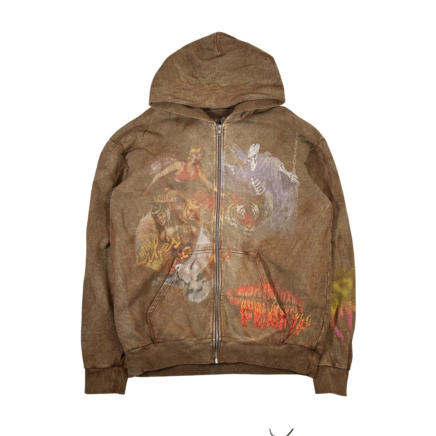 Travis Scott Utopia Circus Maximus 2023 Tour Zip-Up Hoodie Brown [USED] - XXL (Used)