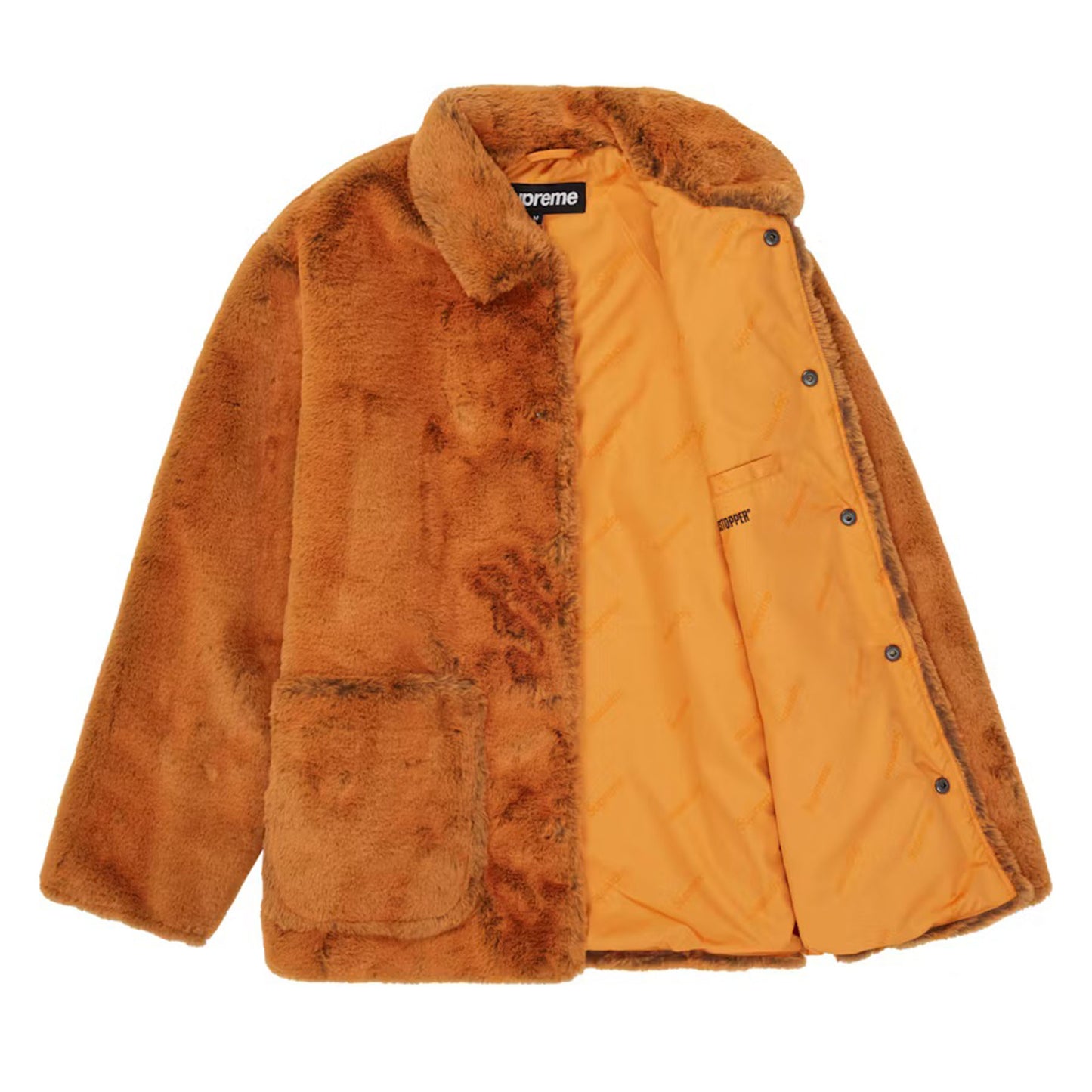 Supreme 2-Tone Faux Fur Shop Coat Orange