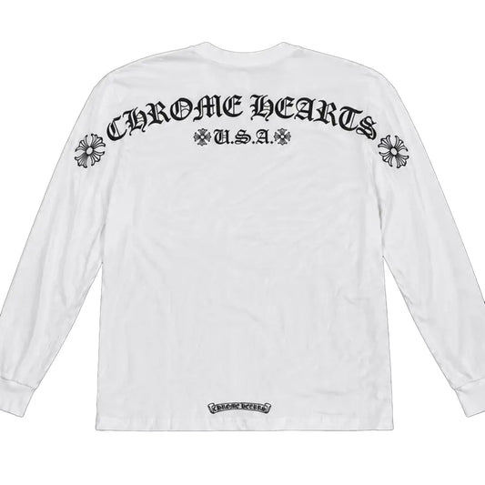 Chrome Hearts USA Script Logo Long Sleeve T-Shirt White